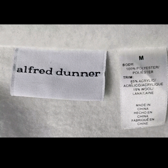 Alfred Dunner Womens White Cream Soft Embroidered Fleece Zip Up Jacket Size M - Picture 8 of 9